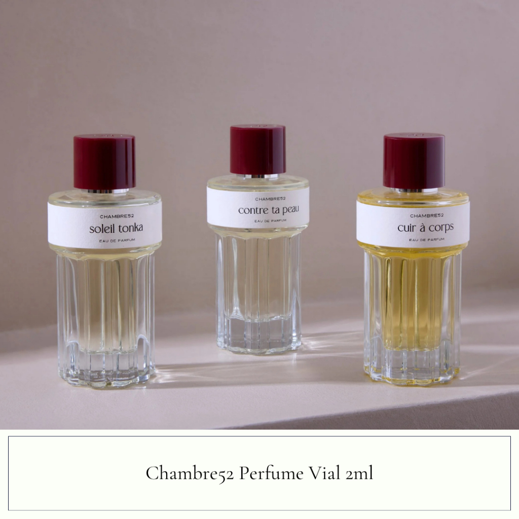 Chambre52 Perfume Vial 2ml Bois Flotté, Orencie, Soleil Tonka, Tobacco Memories, Cuir à Corps, and Contre Ta Peau