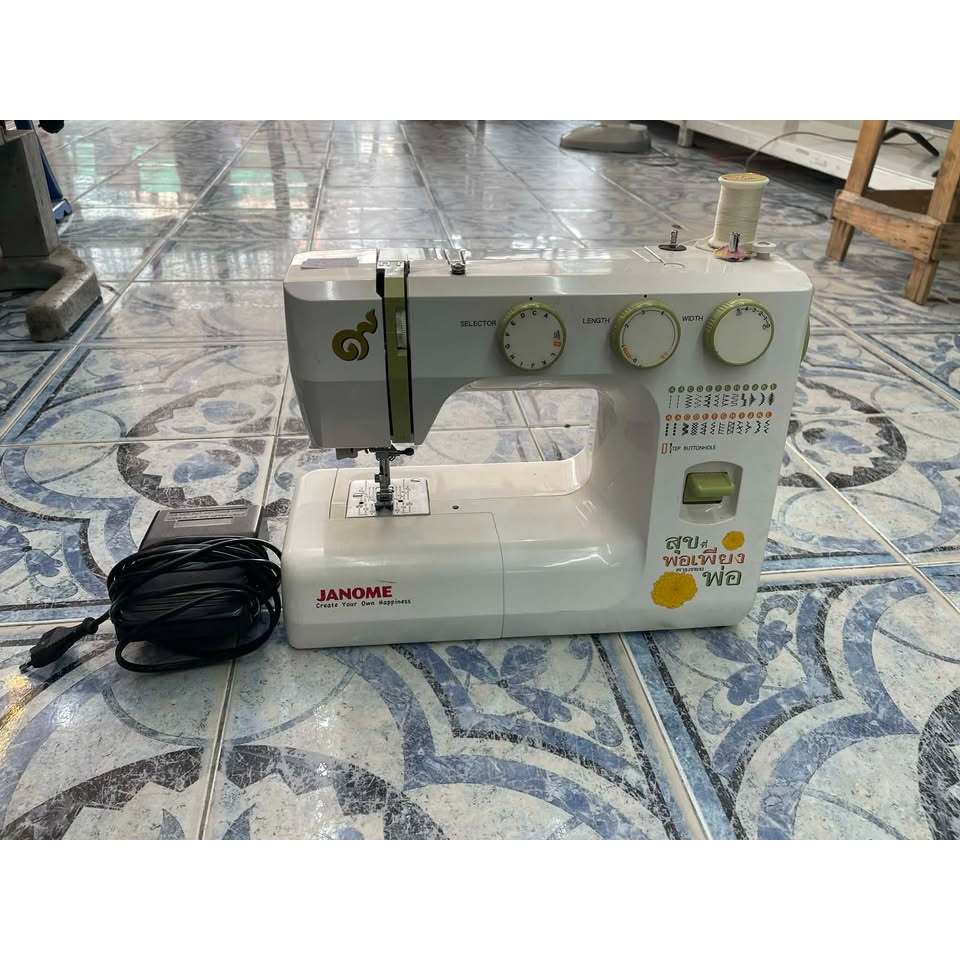 จักรเย็บผ้า Janome 734b รุ่นสุขที่พอเพียง มีที่เหยียบ สภาพใช้งาน #201798 สินค้ามือสอง
