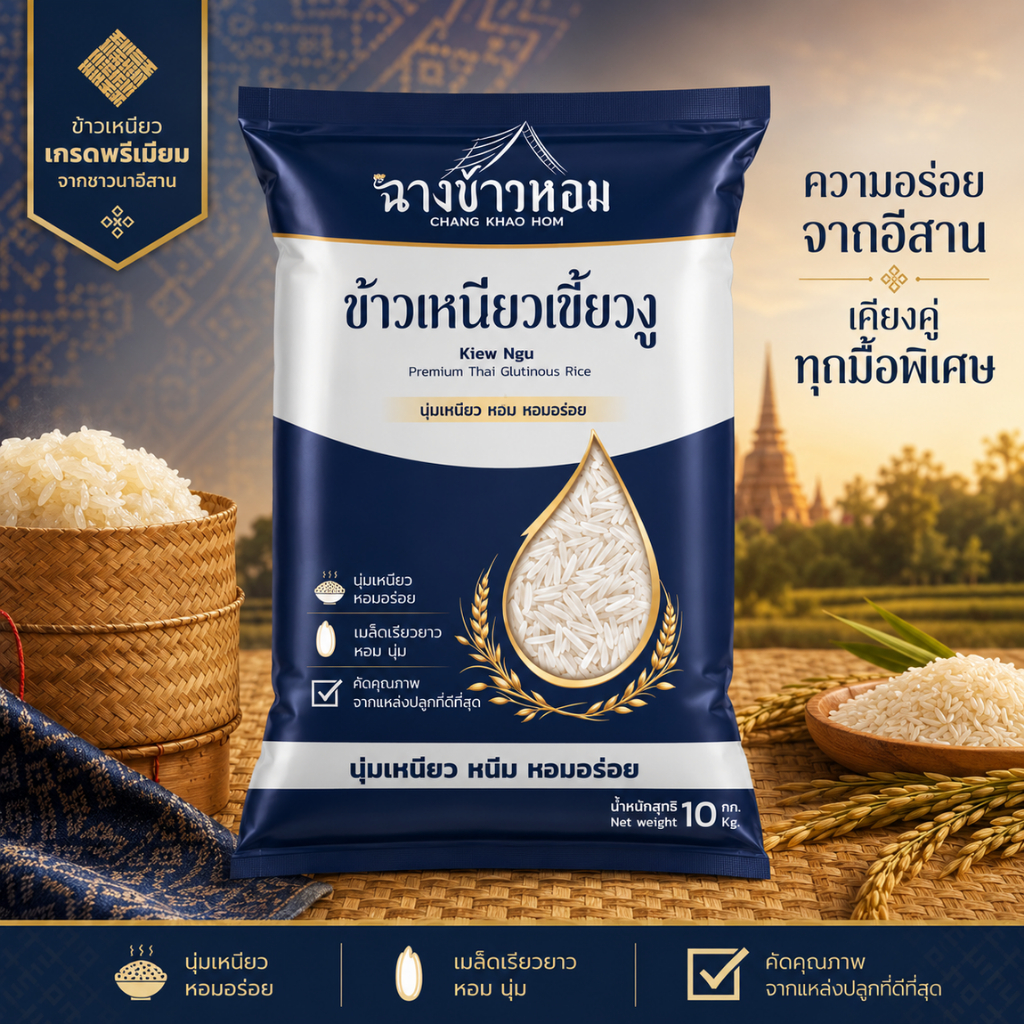[10 กก.] ข้าวเหนียวเขี้ยวงู ปี69 ตราฉางข้าวหอม เหนียวนุ่ม นึ่งขึ้นหม้อ หอม คัดคุณภาพ