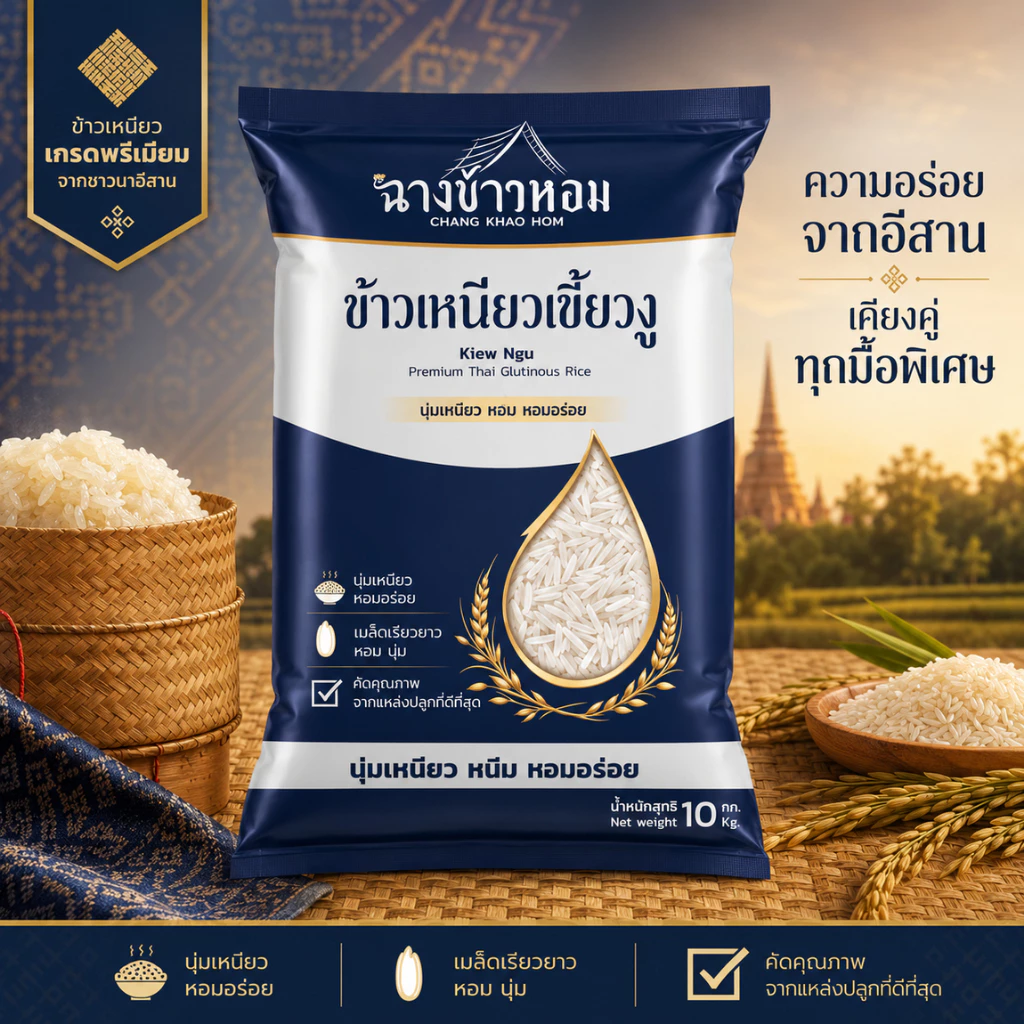 [10 กก.] ข้าวเหนียวเขี้ยวงู ปี69 ตราฉางข้าวหอม เหนียวนุ่ม นึ่งขึ้นหม้อ หอม คัดคุณภาพ