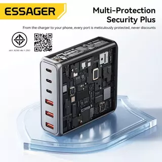 Essager 85W GaN 3 Type-C+3 USB-A อัจฉริยะอุณหภูมิต่ําชาร์จเร็วเครื่องชาร์จเดสก์ท็อปเข้ากันได้กับแล็ปท็อปสมาร์ทโฟน B11
