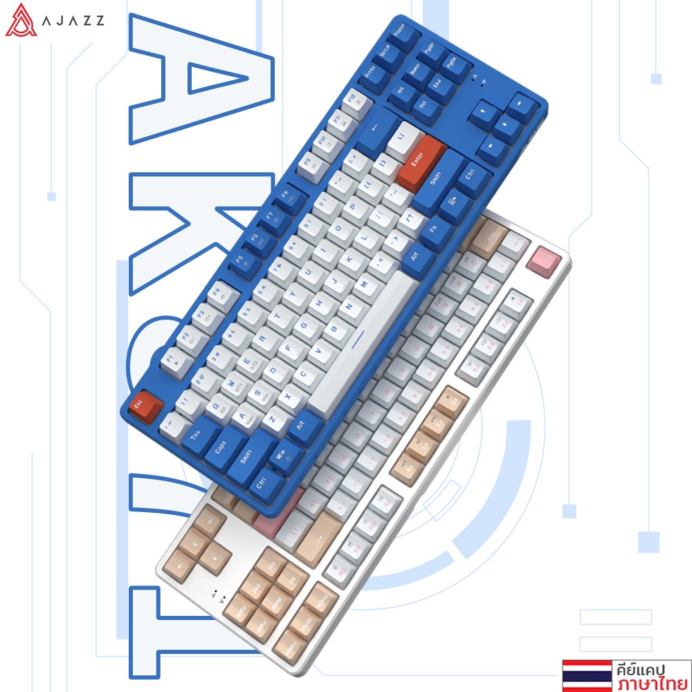 คีย์บอร์ดเกมมิ่ง Ajazz AK871 Wirelss Hotswap Dual Module(2.4+BT) TKL 80% 87Key Mechanical Keyboard ร