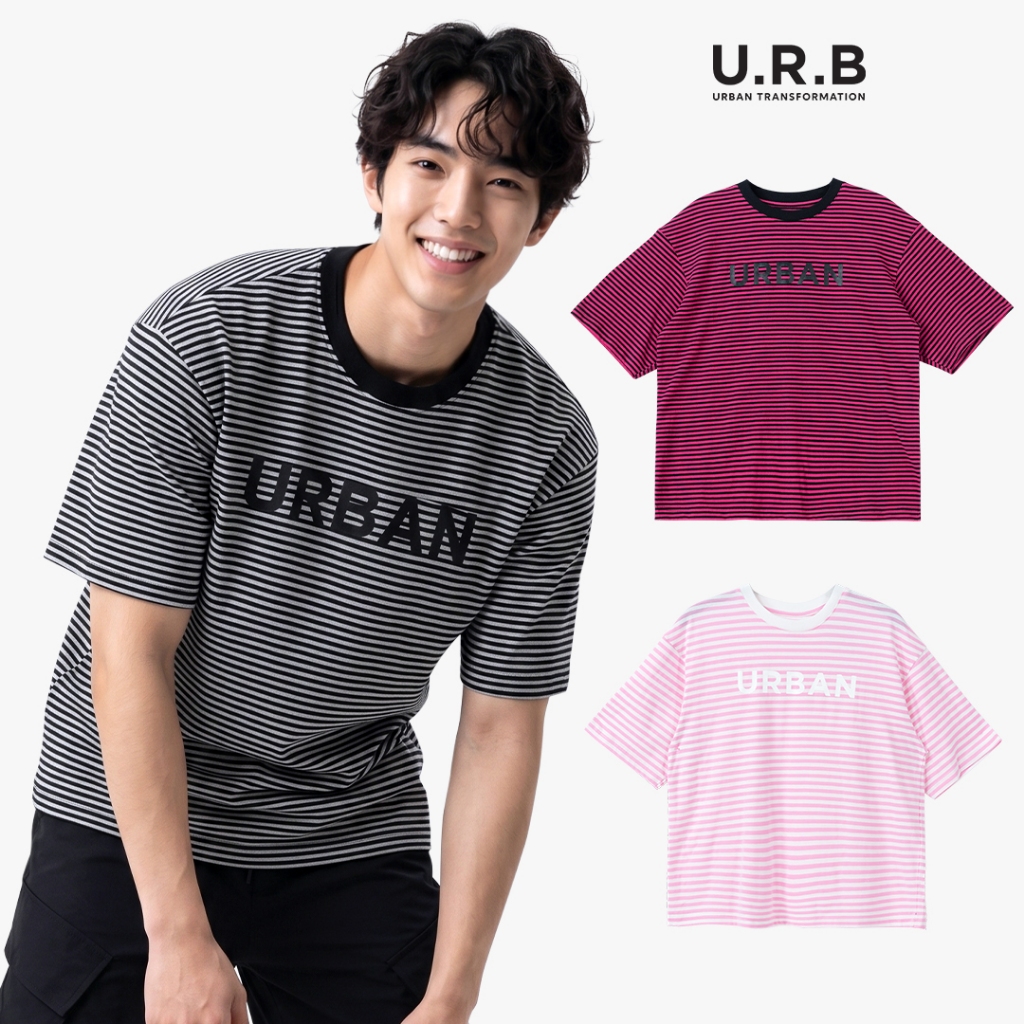 URBAN : OVERSIZED STRIPED TEE เสื้อยืดโอเวอร์ไซส์ลายริ้ว UNISEX รุ่น 1UTMT5048 มี 3 สี