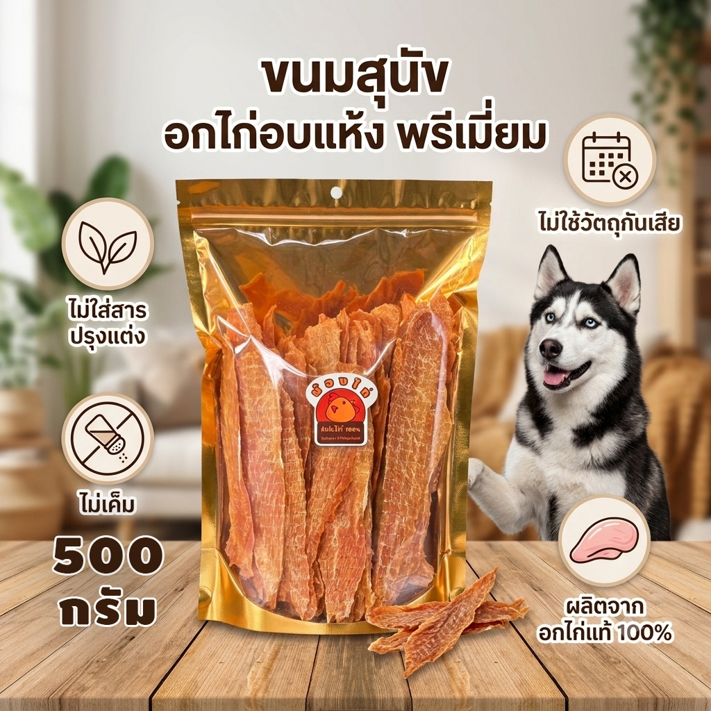 อกไก่อบแห้ง ขนาด 500 กรัม By น้องไก่
