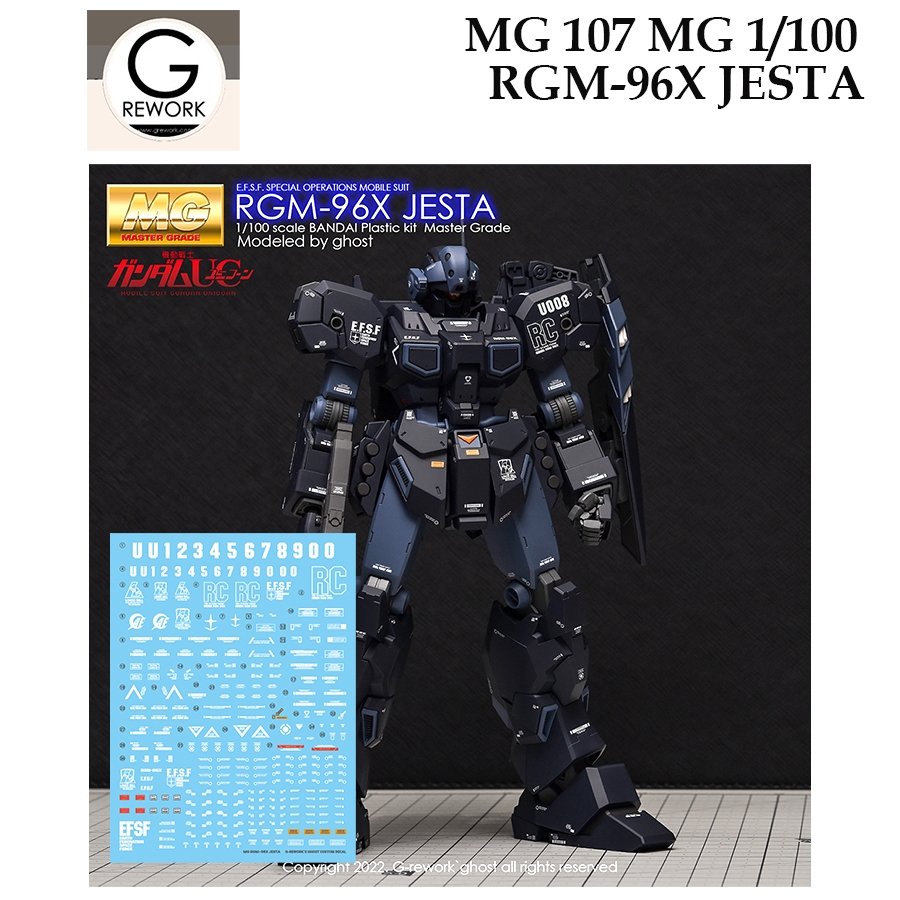 ดีคอลน้ำ [G Rework] MG107 MG 1/100 RGM 96X JESTA WATER SLIDE DECAL