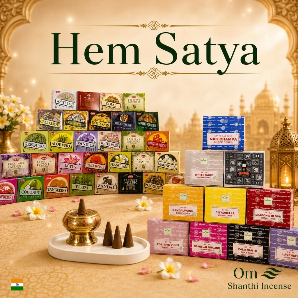 Hem Satya กำยานอินเดีย 1กล่อง10โคน มีให้เลือกหลายกลิ่น India Incense Cone