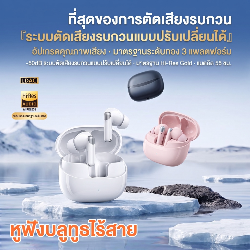 หูฟังบลูทูธ 5.3 หูฟังไร้สาย TWS เสียงดี มิติเสียง Stereo หูฟังใส่วิ่ง ออกกำลังกาย กันน้ำ น้ำหนักเบา มีไมค์ในตัว