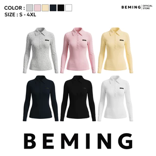 Bemingtop1238(S-4XL)-Lovi Polo - เสื้อโปโลแขนยาวทรงเข้ารูปดีไซน์เรียบกระดุมหน้า