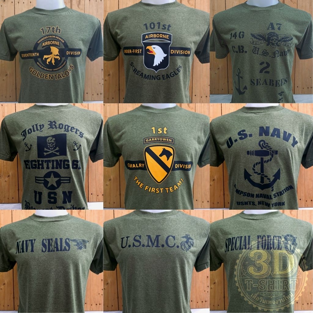 เสื้อทหาร เสื้อซับทหาร(2) ผ้าบาง  ไม่มีตะเข็บข้างชายเย็บเดี่ยว Man ผู้ชาย Clothing Cotton คอกลม ผ้า50 วินเทจ ขนาดM-XL