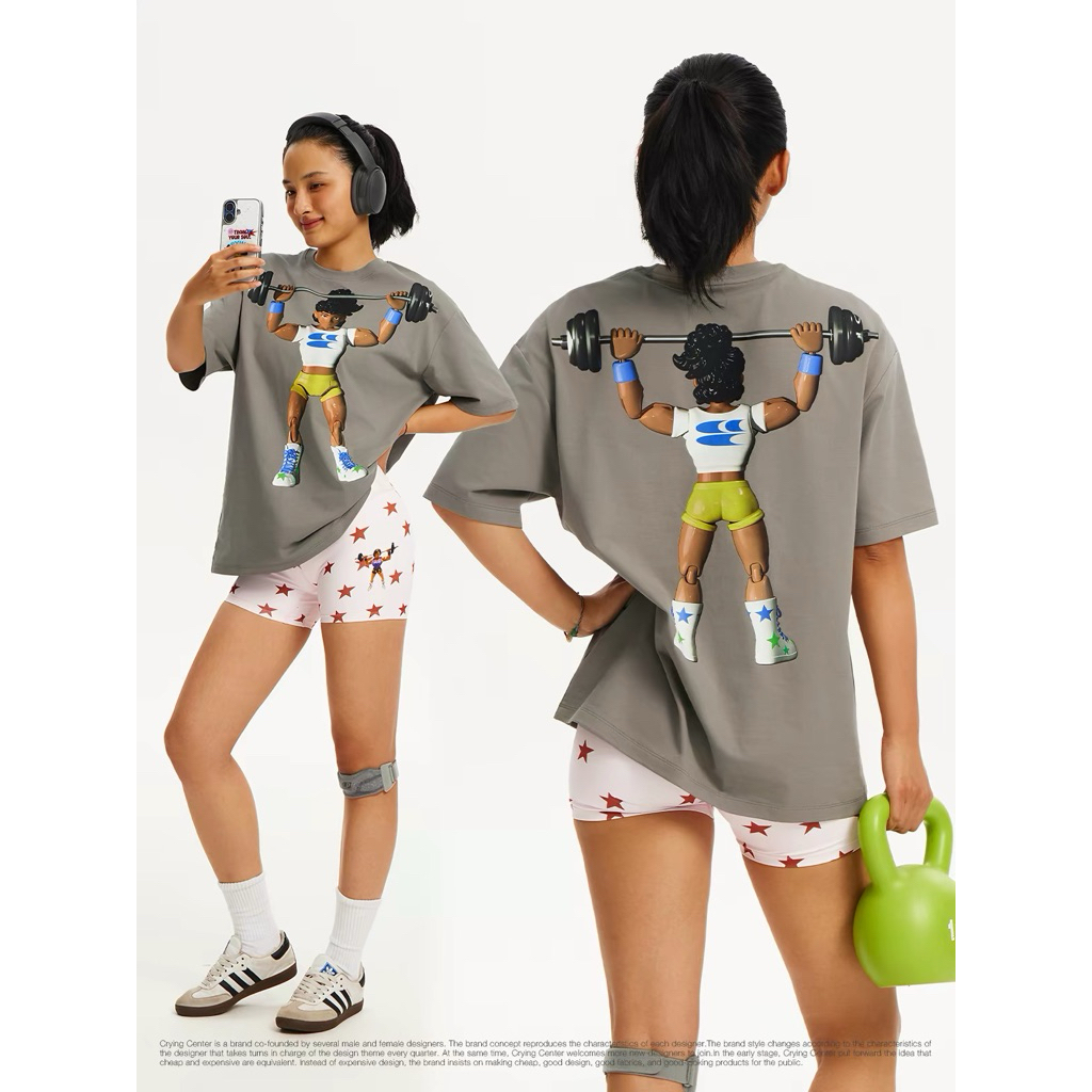 CryingCenter เสื้อยืดคอกลม ผ้านุ่ม Fitness Girl T-Shirt รูปที่ 2