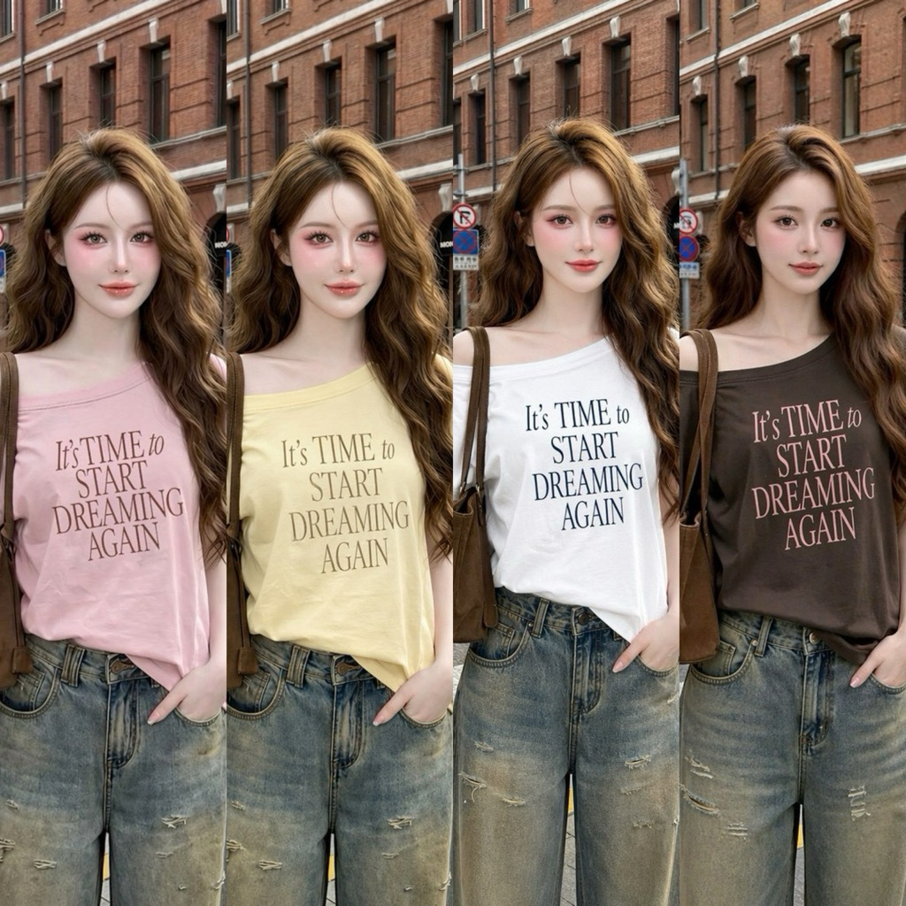 Teera❤️พร้อมส่ง✨เสื้อเปิดไหล่ ละมุน เรียบแต่ดูแพง ใส่ได้ทุกวัน💕“Soft Dream Off-Shoulder Tee” Tag:sheeny✔️