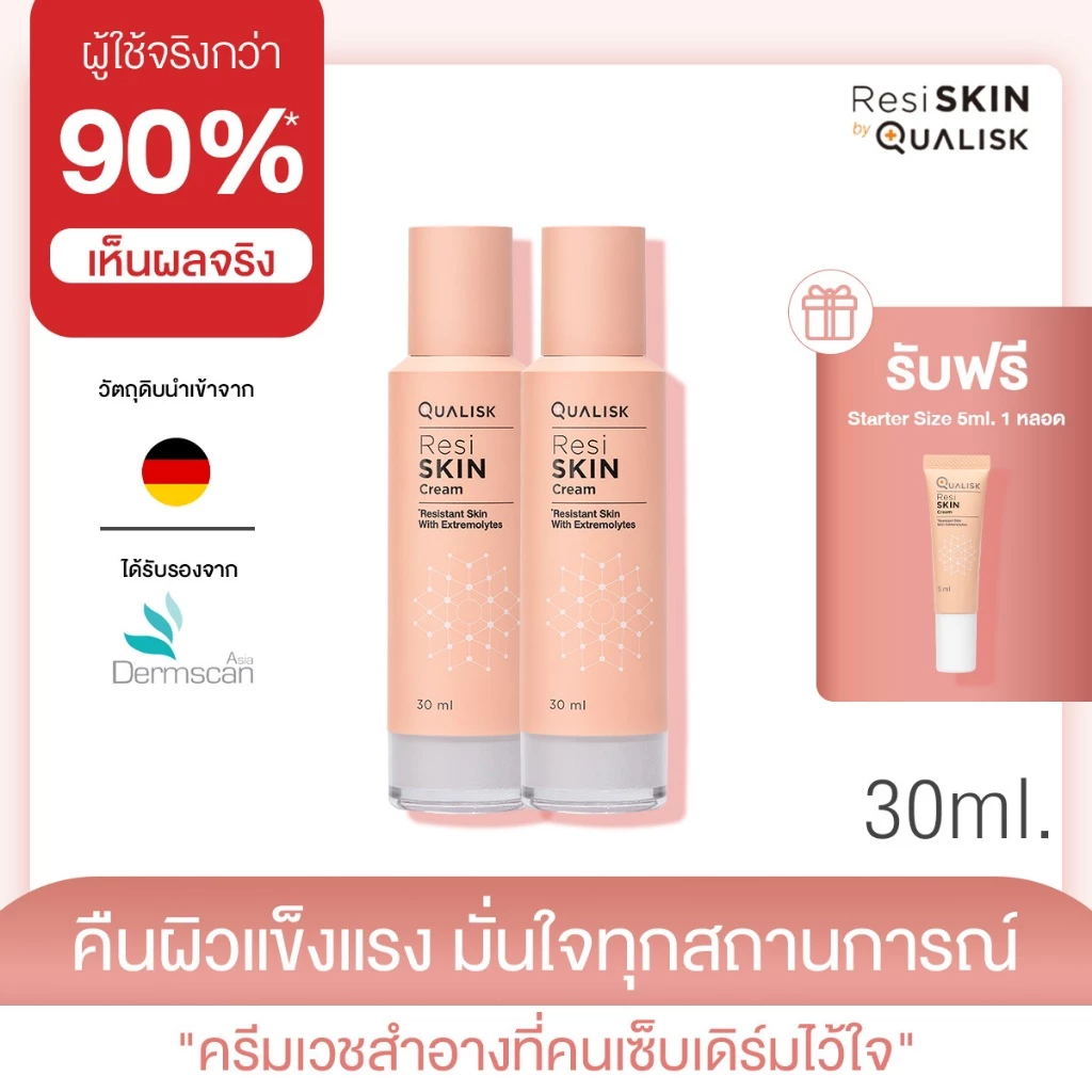 [2 แถม 1] ResiSKIN Cream แพ็ค 30 ml 2 ขวด แถมขนาดทดลอง 5 ml 1 หลอด ครีมลดแดง คัน แห้ง เติมชุ่มชื้น