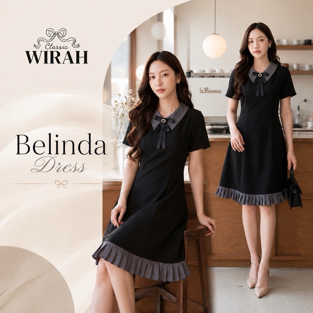 FW138 Belinda Dress			 ชุดเดรสสั้นทรงเช้ารูป ผ้าบาร์บี้ดอลลี่ ปกบัวแหลมผ้าไหมออร์แกนดี้			 พร้อมเข็มกลัดโบว์ เสื้อแขนสั้