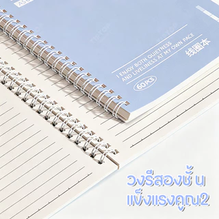 A5/B5 สมุดโน๊ตสันห่วงคู่กระดูกงู ปกผิวด้านกันน้ำ สีพาสเทลละมุน เปิดราบ180° เส้นบรรทัด 60แผ่น สมุดจดไดอารี่ น่ารัก