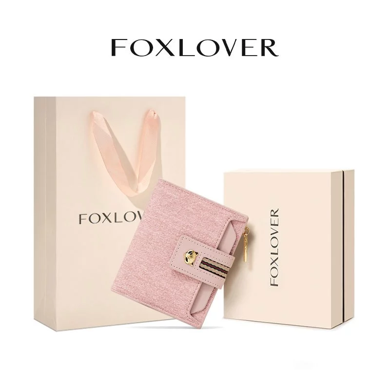 FOXLOVER กระเป๋าสตางค์สั้นผู้หญิง มีช่องใส่บัตร 11 ช่อง สามารถใส่เหรียญ บัตรธนาคาร และรูปถ่ายได้ แถมถุงของขวัญ มีให้เลือ