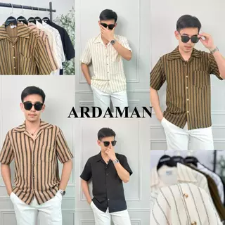 เสื้อเชิ้ตผ้าถัก สไตล์เกาหลี ลายทาง โปร่งสบาย หล่อเท่ ARDAMAN
