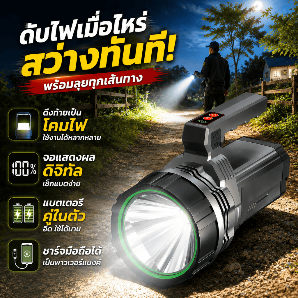 ไฟฉาย ความสว่างสูง ไฟฉายแรงสูง แท้ LEDไฟฉายพกพา ไฟฉายสว่างมากๆไฟฉายแสงแรงสูง ไฟฉายทางไกล ไฟฉายไฟแรงสูง ไฟฉายแรงสูงไกล