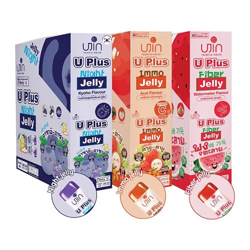 (Live ลด 40%) Ujin Jelly U Plus 1 กล่อง 12 ซอง ไฟเบอร์เจลลี่ ผลิตภัณฑ์เสริมอาหารรูปแบบเจลลี่ Kyoho /