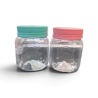 กระปุก (12ใบ) โหลพลาสติกใส กระปุกพลาสติกใส (รหัส048-S) / สีหวาน ขนาด 320มล.