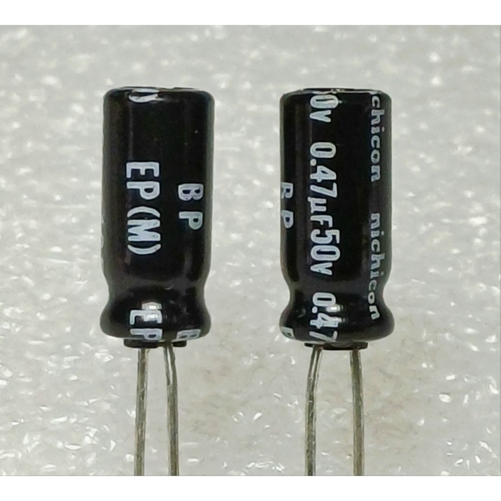 Nichicon EP BP 0.47uf 50v Bipolar Capacitor bipolar bp คาปาซิเตอร์ ตัวเก็บประจุ ไบโพลาร์ ไบโพล่า ไม่