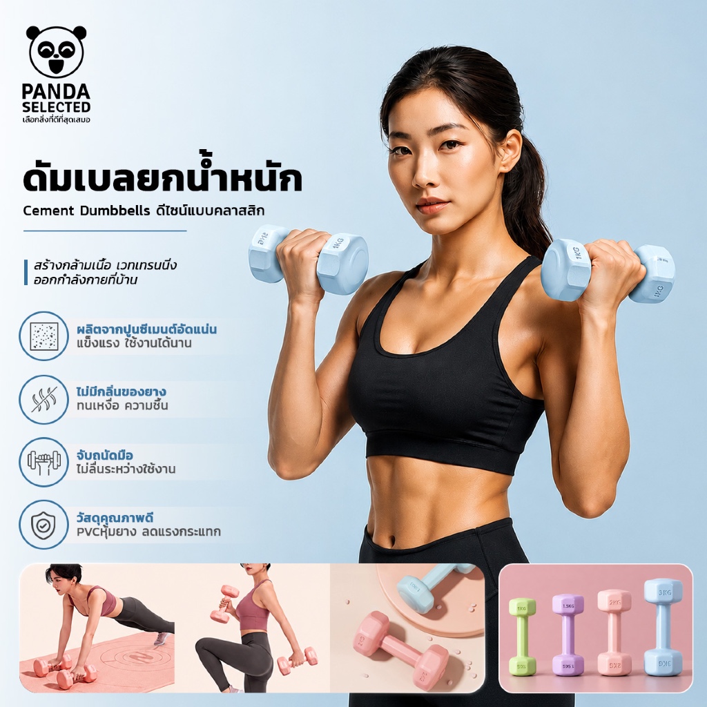 ดัมเบลปูนซีเมนต์ Cement Dumbbells ดีไซน์แบบคลาสสิก สำหรับสร้างกล้ามเนื้อ เวทเทรนนิ่ง ออกกำลังกายที่บ้าน