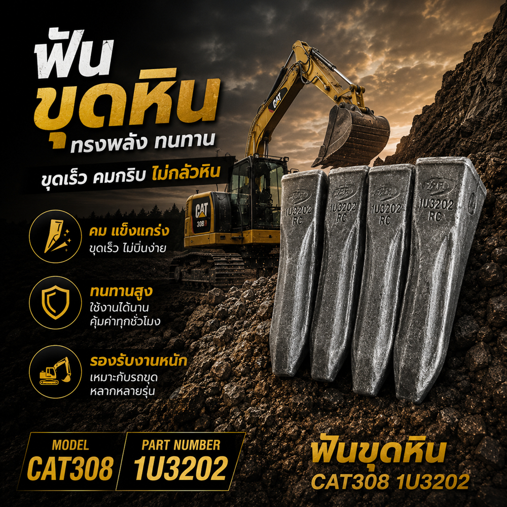 ฟันบุ้งกี๋/ ฟันรถขุด /ฟันขุดหิน 1U3202RC/CAT308/PPR ฟันแม็คโคร, bucket tooth, excavator tooth, อะไหล