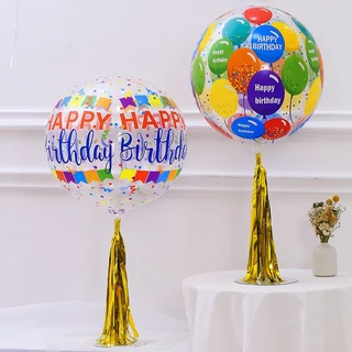 22 นิ้ว 4D ลูกโป่งใส PVC สกรีนลาย HAPPY BIRTHDAY ลูกโป่งฟอยล์ ลูกโป่งวันเกิด สําหรับตกแต่งปาร์ตี้วันเกิด
