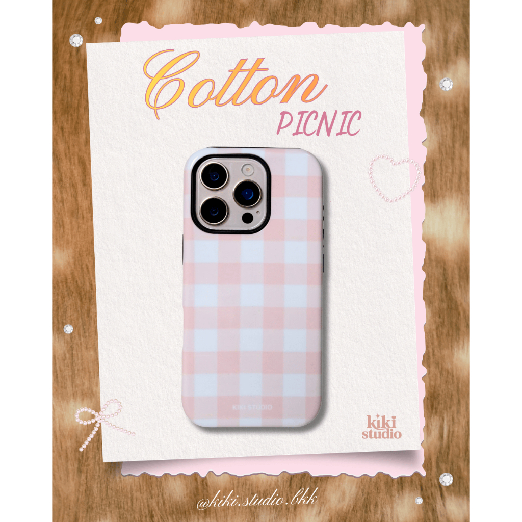 KIKI Cotton Picnic | เคสตาราง เคสสองชั้น กันกระแทก มีแม่เหล็กแรงดูดสูง คลุมรอบเครื่อง ไม่ดูดสีนะคะ (เติมของ 28/8/26)