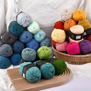 4ply ไหมพรมคอตตอนนม 86สี น้ำหนัก 50g ไหมเนื้อเนียนนุ่มไม่ระคายผิว ถักง่าย ถักโครเชต์ พร้อมส่งจากไทย