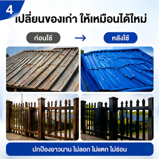 สีทาเหล็ก สีทาโลหะ สีรีโนเวทเหล็ก สีกันสนิม กันน้ำ กันแดด แห้งเร็ว ไม่ต้องขัด หลังคาเมทัลชีท ประตู รั้วเหล็ก