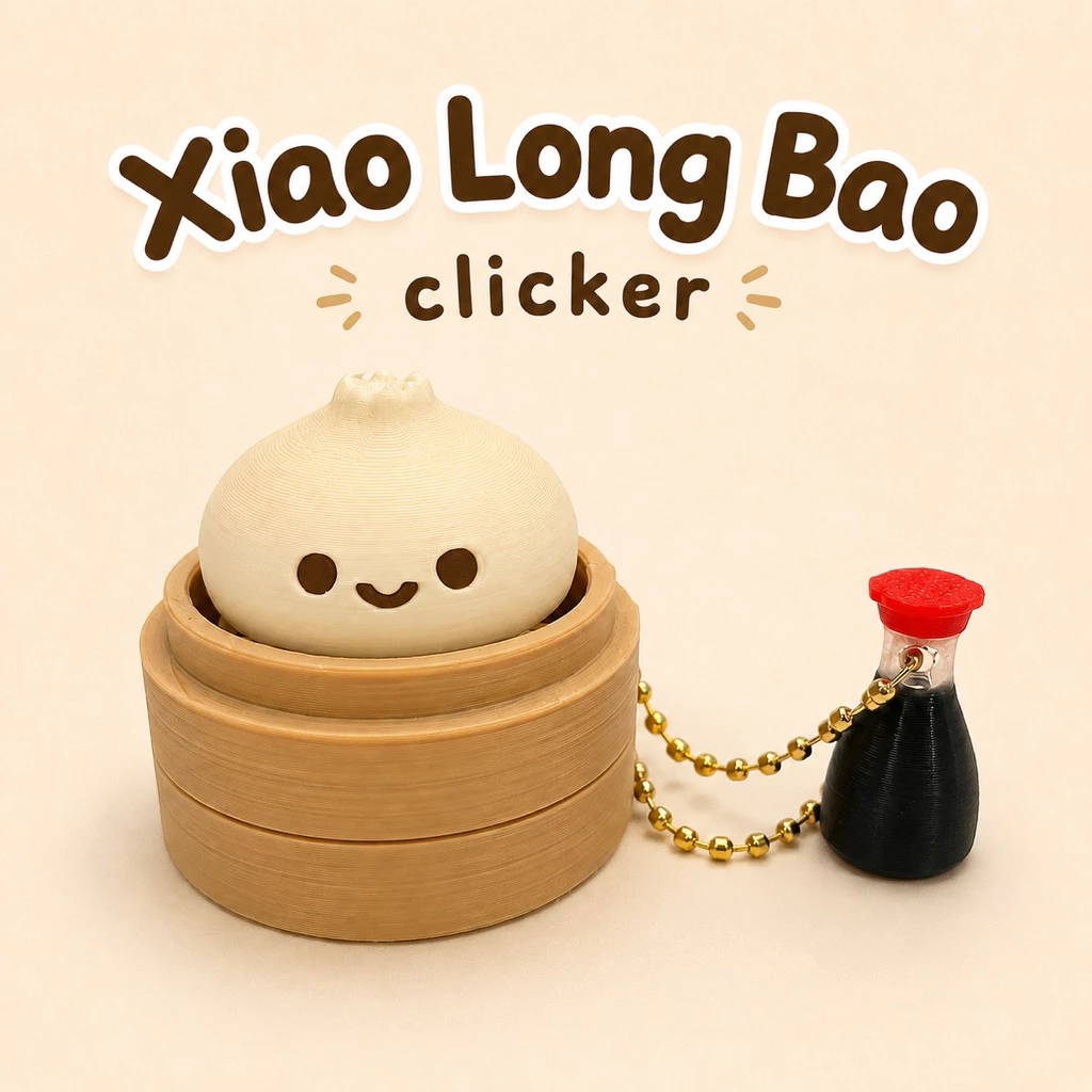 Xiao Long Bao Clicker พวงกุญแจกดเล่น คลิกเกอร์ เสี่ยวหลงเปา Kawaii ของเล่นคลายเครียด 3D Printed พร้อมพวงกุญแจซอสโชยุ