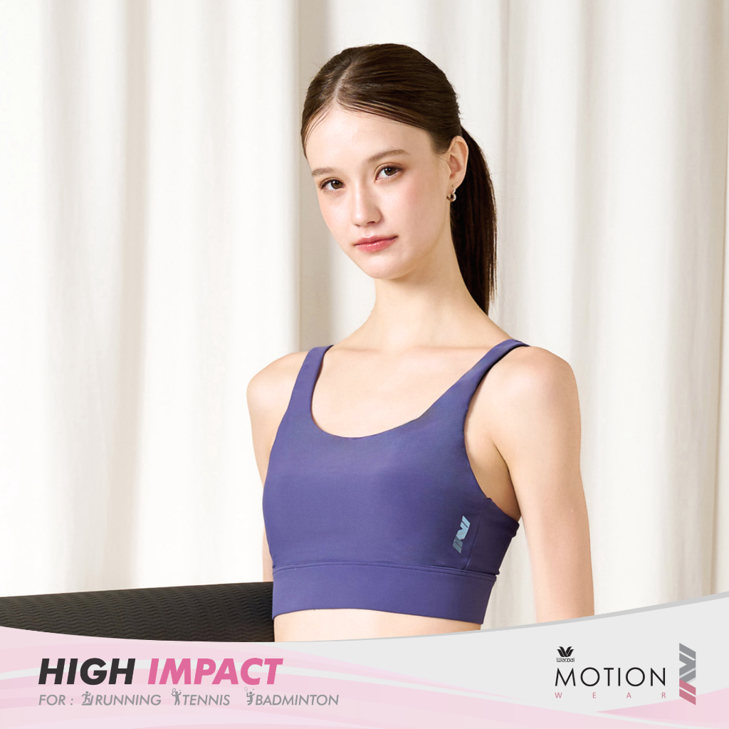 Wacoal Motion Wear บราออกกำลังกายแบบตะขอหลัง รุ่น WR1528 สีน้ำเงิน (NG)