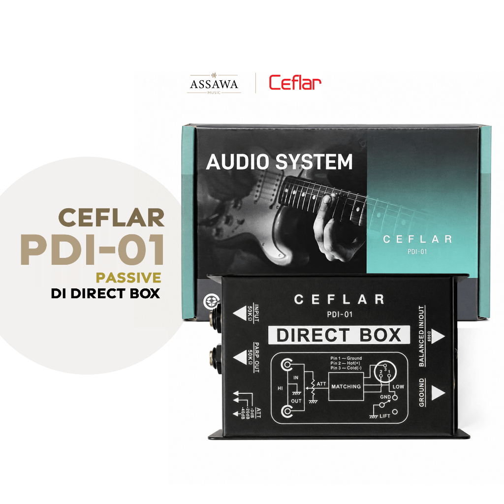 Ceflar PDI-01 ดีไอบ๊อกซ์ Passive DI Direct Box One Channel CEFLAR DI-1 By AssawaMusic
