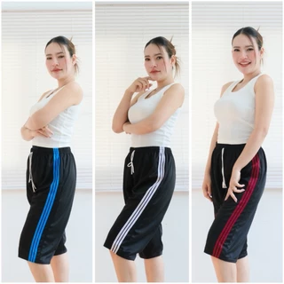 (ยกโหล 12 ตัว) กางเกงสามส่วน แถบคู่ สามแถบ ใส่สบาย ผ้าวอร์ม ไม่บางและเหมาะทั้งชายและหญิง
