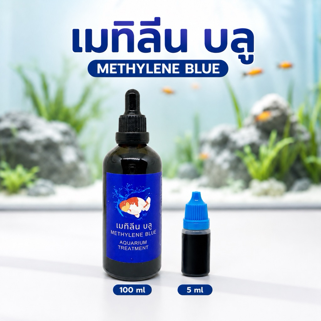 เมทิลีนบลู สำหรับปลาสวยงาม ฆ่าเชื้อรา,แบคทีเรียในน้ำ จุดขาว โปรโตซัว