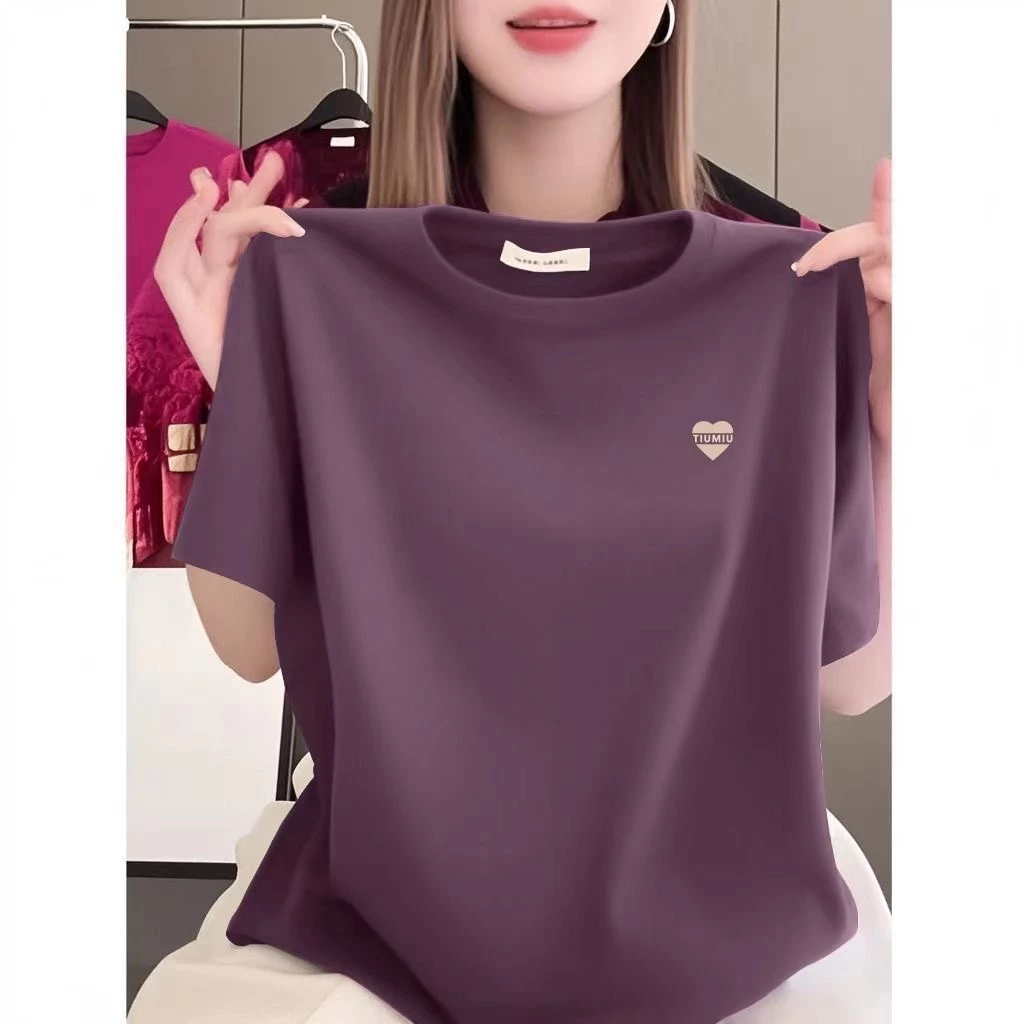 เสื้อยืดแขนสั้นสำหรับผู้หญิง คอลเลกชันใหม่รับซัมเมอร์: ทรงหลวม คอกลม ลายพิมพ์สวย แมตช์ง่าย พรางหุ่นให้ดูเพรียวและมีสไตล์