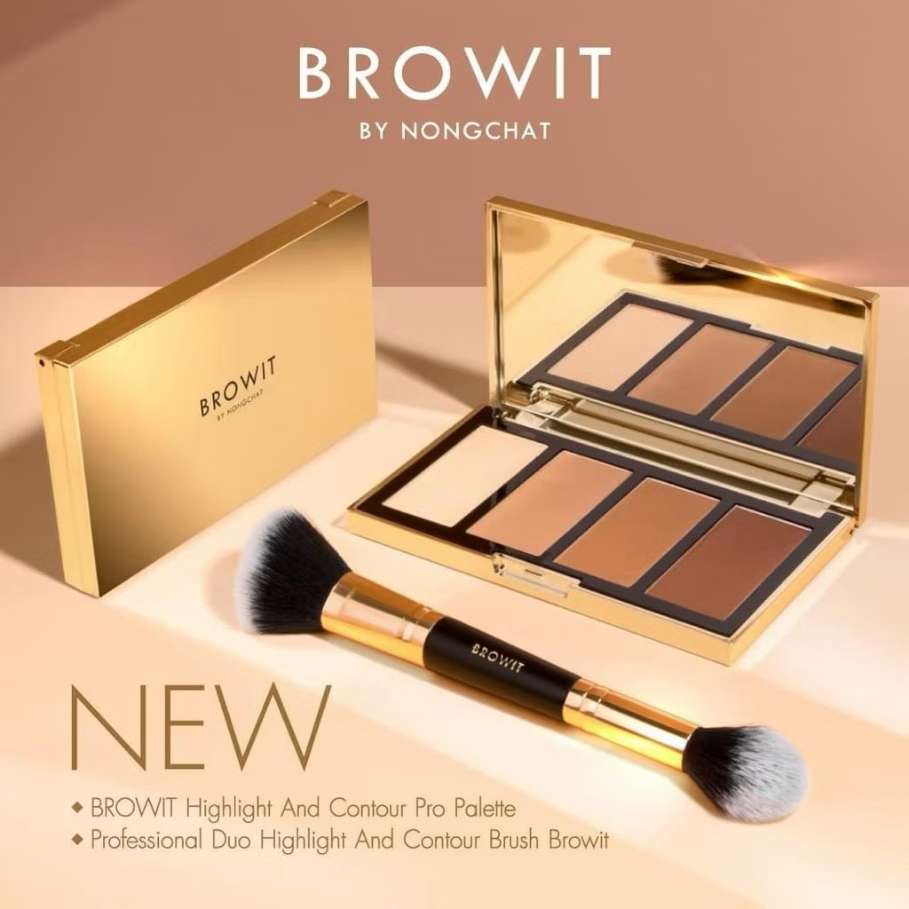 BROWIT BY NONGCHAT Highlight and Contour Pro Palette พาเลทไฮไลท์คอนทัวร์น้องฉัตร 3.5G X 4สี.