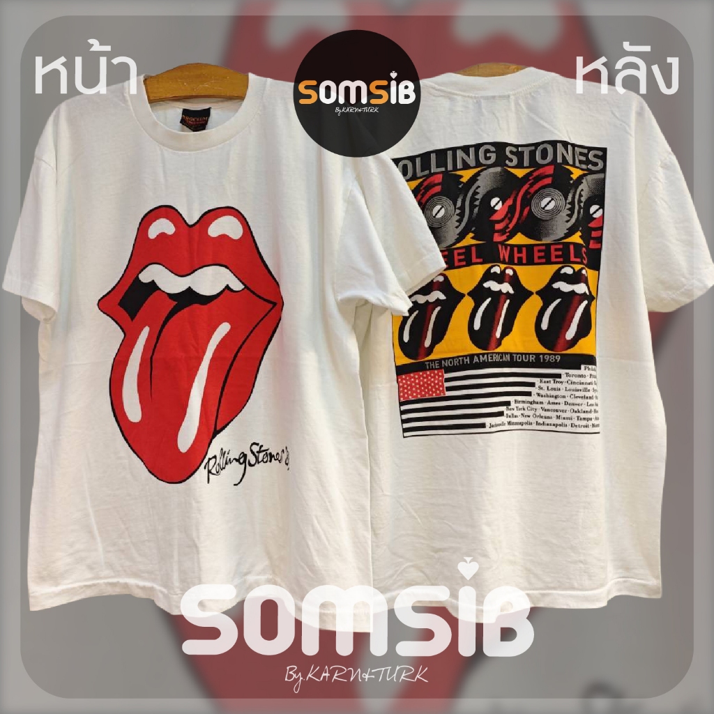เสื้อ ผ้าฟอก วง Rolling Stones - คลาสสิก [ผ้าขาว]