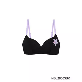 My Melody & Kuromi เซตชุดชั้นใน เสื้อชั้นในไร้โครง รหัส NBL26003BK+NUL26003BK สีดำ