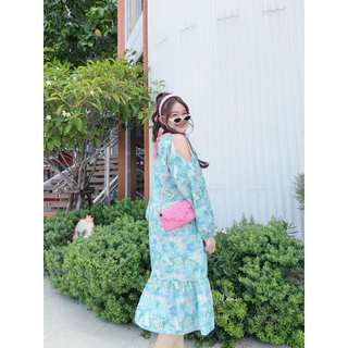 NITAAN ✨(54)KATHY DRESS เดรสคอตตอนแท้มีซับ เว้าแขนพอน่ารัก คอผูกโบว์ มีกระเป๋า โอเคครบ