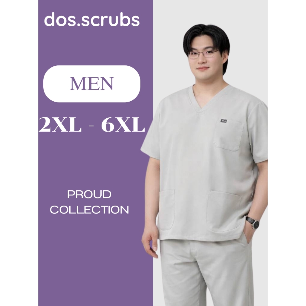 dos.scrubs รุ่น Proud - ชุดสครับ ชุดสครับแพทย์ ชุดแพทย์ไซส์ใหญ่ทรงผู้ชาย (Size 2XL - 6XL)