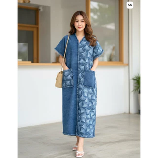 Nana’s Craft เดรสผ้าม่อฮ่อมทอลาย สโตนวอช (Stone Wash)