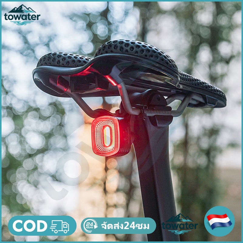 【TH Delivery】COD ไฟท้ายจักรยานอัจฉริยะ IPX6 Type-C แบบชาร์จไฟได้ LED รองรับการสั่นสะเทือนแสงอัตโนมัติและไฟสว่าง 6 แบบ