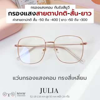 หมีใส่แว่น | แว่นกรองแสงคอม บลูบล็อค แว่นสายตาสั้น-สายตายาว รุ่น Julia กรอบสีคาราเมล