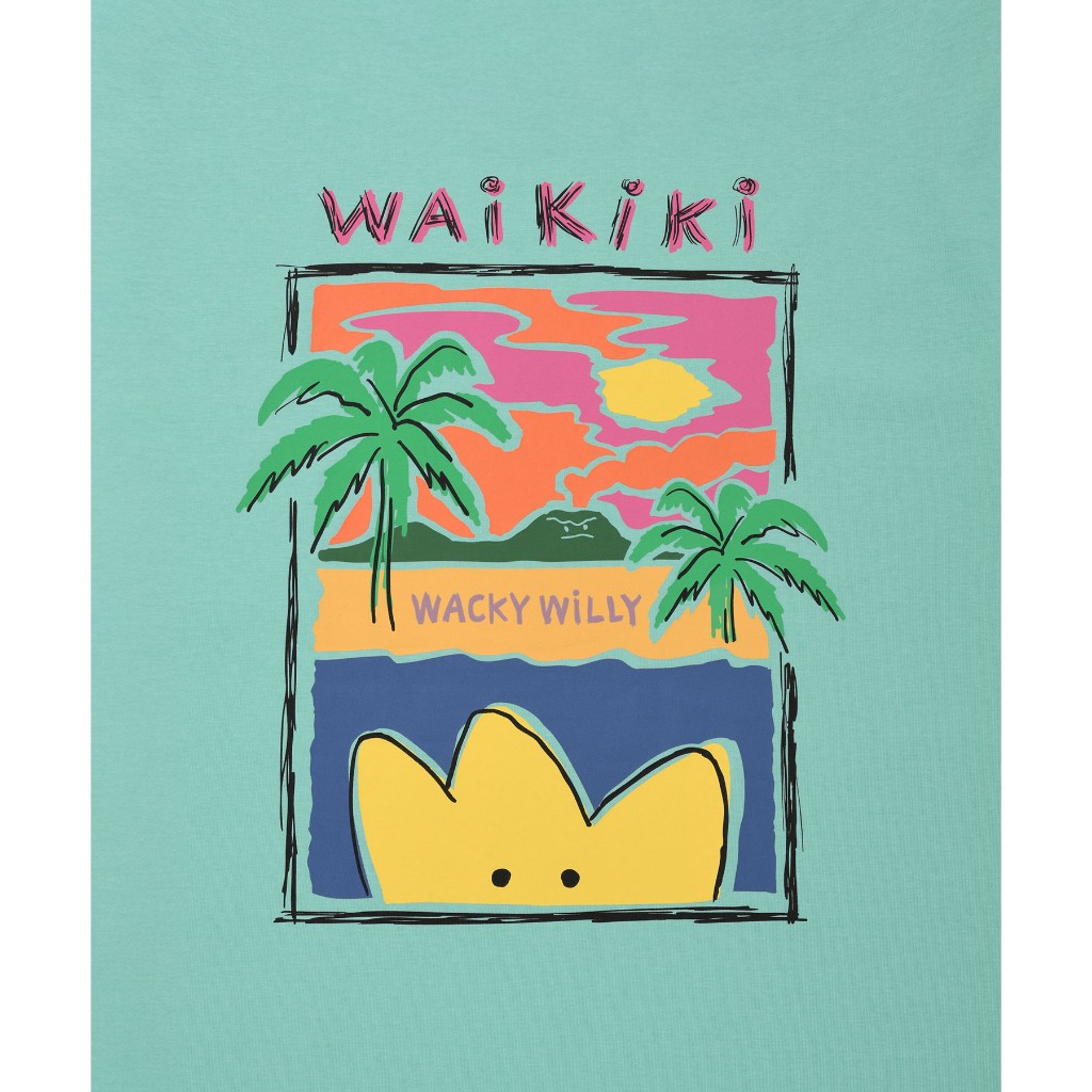 WACKY WILLY เสื้อยืดรุ่น Beach Graphic Short Sleeve T-Shirt Green (80241SBGSSU_S6GNXX) — صورة 7