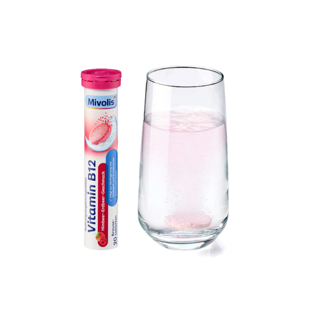 วิตามินเม็ดฟู่ ฝาชมพู Mivolis Vitamin B12 วิตามินมิโวลิส วิตามินบี12 แท้ 100% จากประเทศเยอรมัน