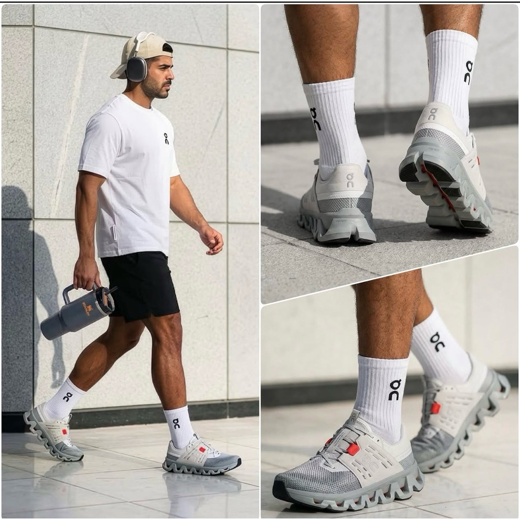 ถุงเท้า Running On รุ่น Logo Sock High (แบบแพ็ค 3 คู่ สีขาว)