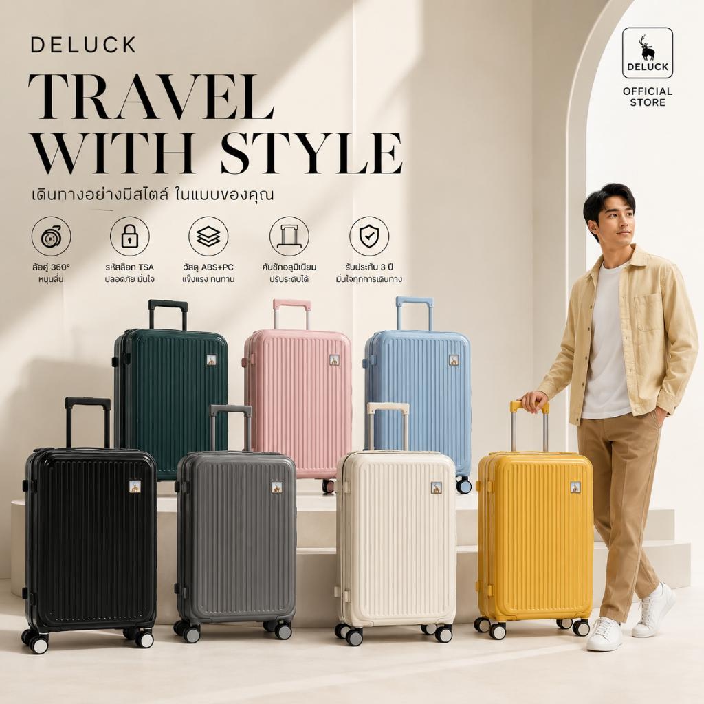 กระเป๋าเดินทาง รุ่น Wilson Front Open เปิดหน้ากระเป๋า ABS+PC ล้อคู่ 360° TSA 20/24/28 นิ้ว