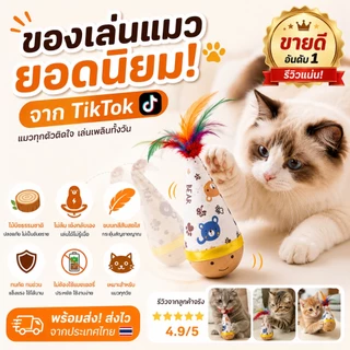 ของเล่นแมว ไม้ส่ายไม่ล้ม ของเล่นแมวมีขนนก ของเล่นแมวอัตโนมัติ แมวเล่นเองได้ ของเล่นแมวไม้ธรรมชาติ ทนกัด ทนข่วน