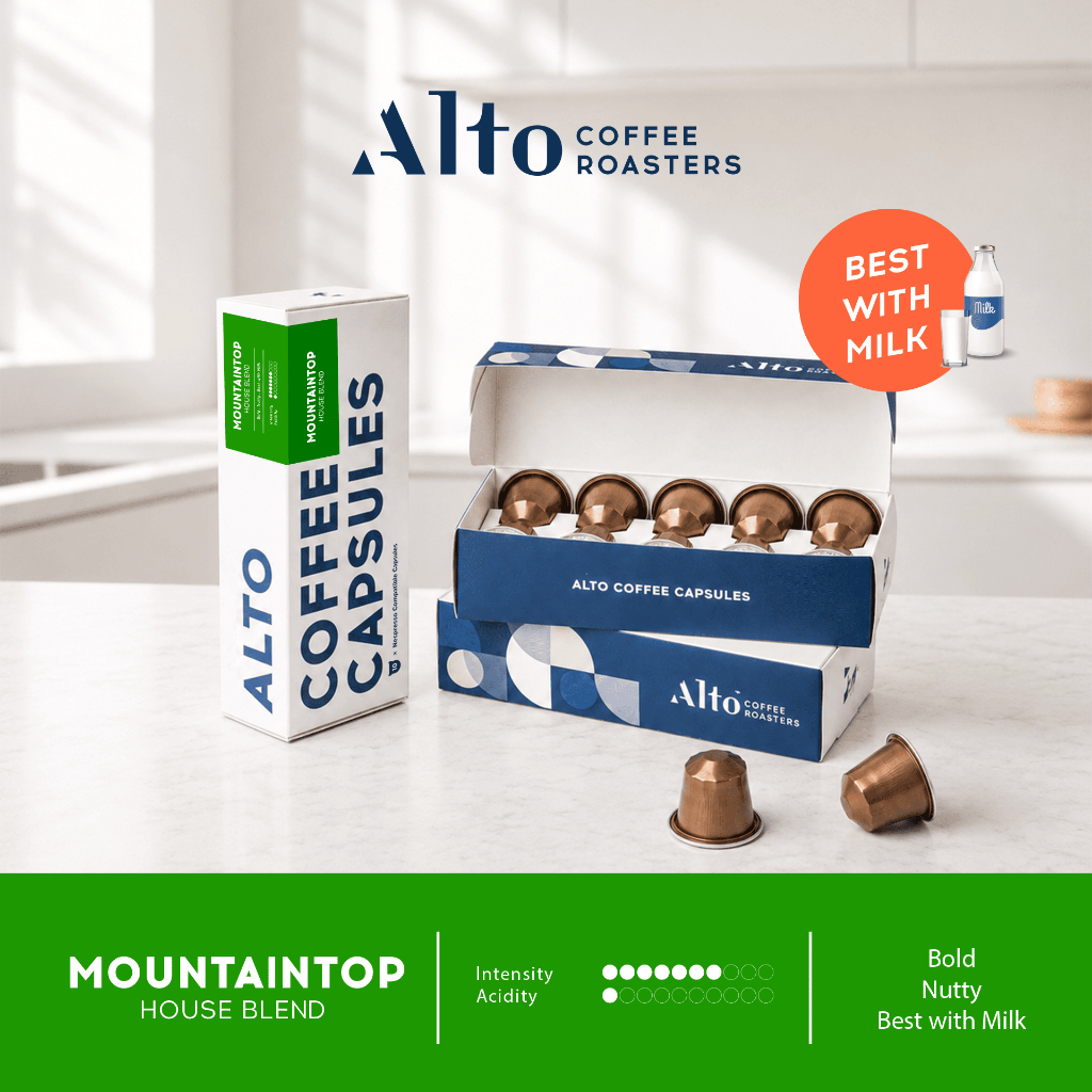 Alto Coffee กาแฟแคปซูล Mountaintop House Blend สำหรับเครื่อง Nespresso (10 แคปซูล)